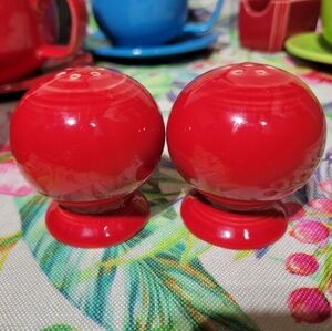 Fiesta Ware Retired Scarlet Salt & Pepper Shakers Ball Round Fiestaware